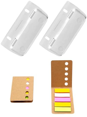 TPZORJX 2 Stück Taschenlocher mit 2 Stück Haftnotizen, Mini-Taschenlocher für Etikettenbindung, Aktenlocher, Locher für Schule, Büro und Zuhause (Weiß)