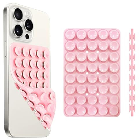 Supporto a ventosa in silicone rosa per telefono a doppia faccia, per tenere le mani libere