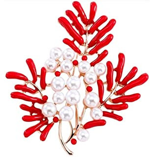 NTIYOU Broche Broche Perle Corail Fleur Broche Décorative Broche for Bijoux Robe Écharpe Châle Décoration Personnalisée Vêtements Fixes Femme