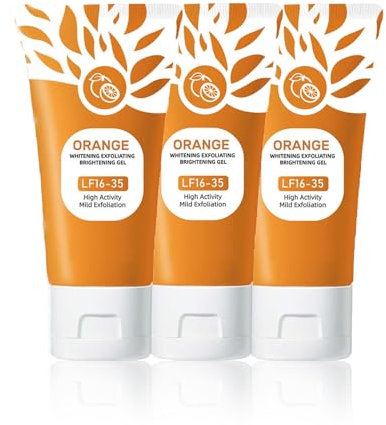 Gel exfoliante de naranja natural, gel exfoliante para mujer, gel blanqueador naranja brillante, nutre e hidrata, reduce las arrugas y elimina las manchas oscuras (3 unidades, 50 g)