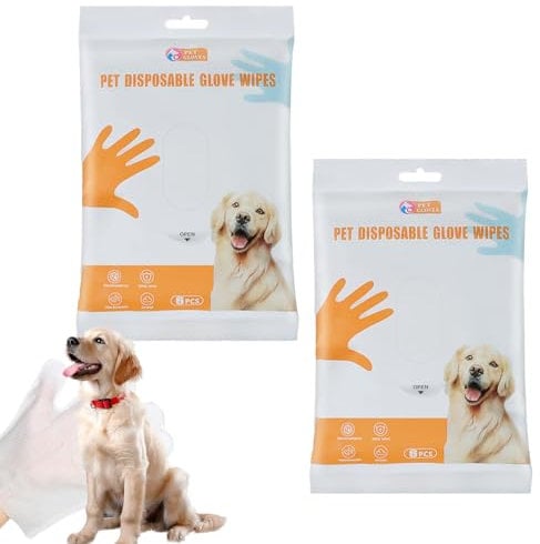 12 Pcs Cat Wipes Cleaning Fur, Cat Cleaning Wipes, Gentle Grooming Gloves, Quick And Easy Bathroom Replacement, for Daily Care of Cats and Dogs