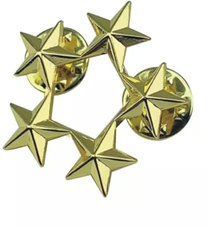 Metall-Stern-Anstecknadel, Rangabzeichen, modische Brosche, Anstecknadel, Unisex, rund, 5, goldfarben