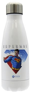 CYPBRANDS Superman Trinkflasche aus Stahl, Trinkflasche mit luftdichtem Verschluss, 550 ml, Weiß, offizielles Produkt