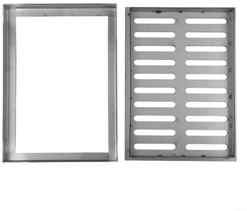 FUANA Cubierta de drenaje de piso de acero inoxidable, rejilla rectangular, antideslizante, acabado cepillado, sistema de drenaje para patio, jardín, piscina, camino, 200 x 300 mm (200 x 300 x 20 x 2