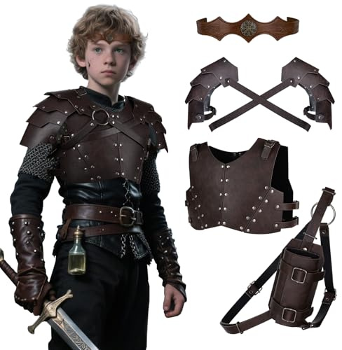 HiiFeuer Medieval Kids Mercenary Armor Set, Knight Costume Vest