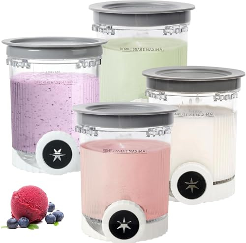 4 BehäLter Kompatibel für Ninja Creami Deluxe NC700 NC701,4er Set 480ml Tubs ZubehöR Eismaschinen mit 4 Deckel,Creamy deluxe,BPA-frei & Spülmaschinenfest, Zubehör für Eismaschine
