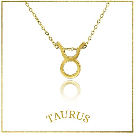 Lunarié 18K Gold Plated Stainless Steel Zodiac Necklace with Gift Box Dainty Horoscope Sign Pendant Jewelry for Women & Men, Birthday, Anniversary, Christmas, Graduation, or Mother’s Day Gift