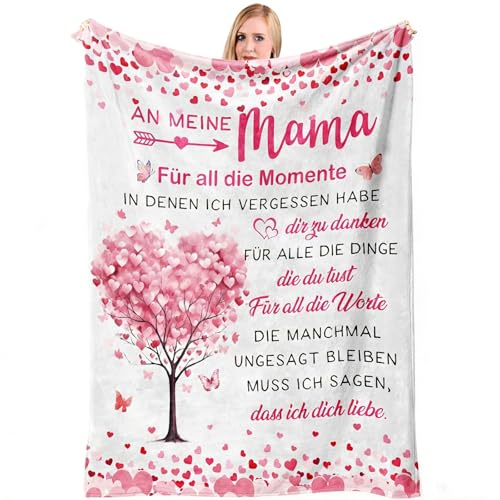 PRSTENLY Geschenke für Mama, Mama Geschenk, Geschenk Mama's Geburtstag Rosa | Muttertagsgeschenk, Geschenk Mama Weihnachtszeit Geburtstag, Flanell Decke für Mama von Sohn Tochter