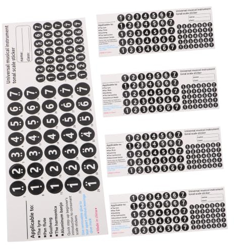 LOLIPPYY 5 Stück 5 Stück Panflöten Aufkleber für 18/16 Zoll Rohre Selbstklebende Flöten Fingersatz Etiketten aus PVC Wiederablösbar für Anfänger und Musikunterricht