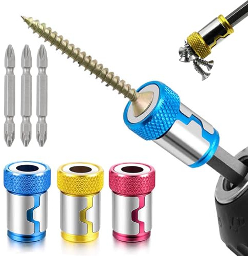 Magnetic Screw Ring, Magnetic Screw Holder for Drill, for 1/4 Hex Bits and Power Drill Drivers, with Screwdriver Bits