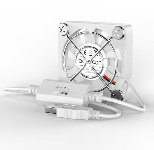 aceyoon Ventilateur USB 40 mm 5 V Blanc | Mini ventilateur L/M/H 3 vitesses réglables pour ordinateur/PS4/TV box/récepteur/AV/routeur/cabine AV