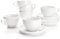 Sweese 402.001 6-teilig Cappuccinotassen Set aus Porzellan, Dickwandige Kaffeetassen mit Untertasse, Weiß Serie, 180 ml