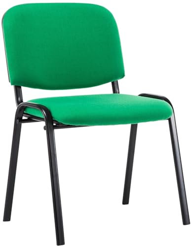 CLP Stapelbarer Besucherstuhl Ken Stoff I Komfortable Polsterung Mit Metallgestell Und Rückenlehne I Stabil, Für Wartezimmer Und Konferenz-Raum, Farbe:grün