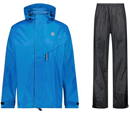 AGU Essential Passat Regenanzug, Regenkleidung Fahrrad Herren & Damen, Wasserdicht & Reflektierend, 100% Recyceltes Polyester, Unisex - M - Blau