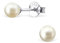 Bungsa creme-farbene PERLEN-Ohrstecker Damen 925 Sterling Silber 4mm CREME - Ohrringe Set mit cremé-farbener Perlkugel - strahlende Ohrringe PERLE zum Stecken aus Echtsilber