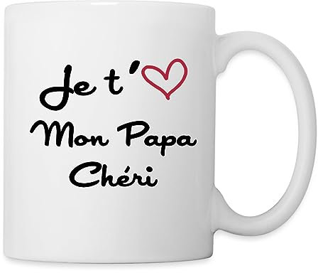 Spreadshirt Je T'Aime Mon Papa Chéri Mug Blanc, taille unique, blanc