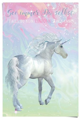 REINDERS Poster, Unicorn Marble - sei immer du selbst, Kinderzimmer, Poster, Wanddeko, Room Decor, 150 gr. glänzend Bilderdruckpapier, Mehrfarbig, 91,5x61cm