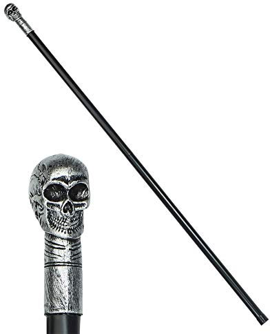 W WIDMANN MILANO Party Fashion, Totenkopf-Stab, einzigartiges Design mit erhabenem Schädel, langlebige Materialien, vielseitig für Halloween, ergonomischer Komfort, pflegeleicht