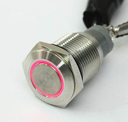 Aftertech® INTERRUTTORE BI-STABILE A PULSANTE CON LED INTEGRATO 5A 5V 12V 24V AUTO (ROSSO cod. A2C41)