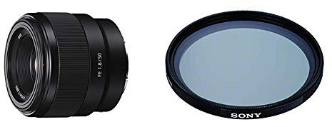 Sony SEL-50F18F Standard Objektiv (Festbrennweite, 50 mm, F1.8) schwarz + VF-49CPAM2 mehrfach beschichteter Schutzfilter, Polfilter 49mm + Sony VF-49MPAM Carl Zeiss T MC-Schutzfilter 49 mm schwarz