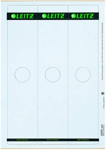 LEITZ® Rückenschild, auf A4-Bogen, selbstklebend, Papier, breit/lang, 61 x 279 mm, grau (75 Stück), Sie erhalten 1 Packung á 75 Stück