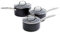 GreenChef Berlin Rocks Healthy Ceramic Nonstick 16 cm/1.5 L, 18 cm/2.1 L & 20 cm/3.1 L Saucepan Set,PFAS Free,Stainless Steel Handle,Safe for all hobs including Induction,Oven Safe up to 200°C,Black