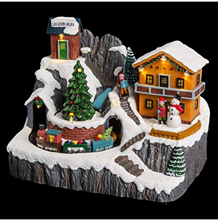 Féerie Lights und Christmas Deko Weihnachten Chalet Berg batteriebetrieben Musik