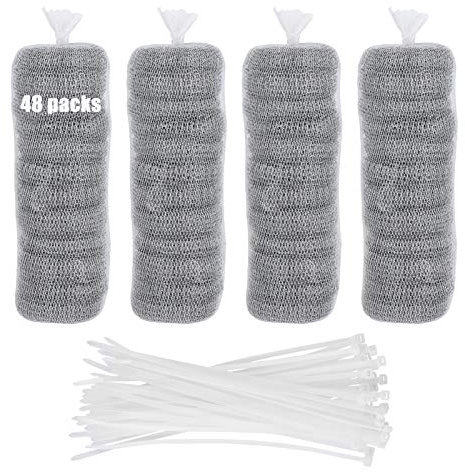 48 PCS Lint Traps Washing Machine Lint Trap Stainless Steel lint Snare Traps Laundry Mesh Washer Hose Filter Washing Machine Lint Snare, Lint Traps Hose Screen Filter Catcher with 48 Nylon Cable Ties