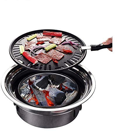 Primst Multifunctional Charcoal Barbecue Grill, Household Korean BBQ Grill, Portable Camping Grill Stove, Tabletop Smoker Grill