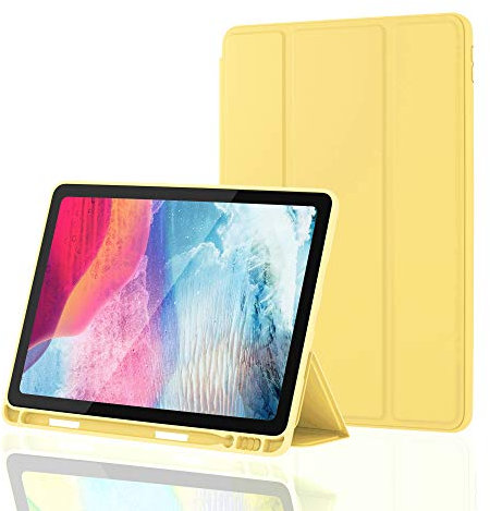 Case for iPad Air 3 Case 2019 with Pencil Holder Ultra Slim Soft TPU Back Cover with Auto Sleep/Wake Full Body Protective Smart Case for iPad Air 3rd Generation 2019/iPad Pro 10.5 2017 (Yellow)