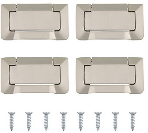MOROBOR 4Pcs Nickel Pocket Doors Drawer Handle Flush Ring Pull, Hidden Concealed Zinc Alloy Knobs for Cabinets, Closets, Drawers