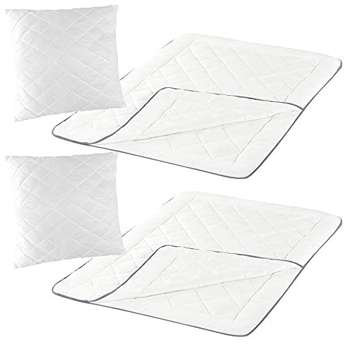 DILUMA 4 Jahreszeiten Bettdecke 4-teilig 2X Bettdecken 135x200 cm + 2X Kopfkissen 80x80 cm Comfort 3in1 - Kuschelweiche & Atmungsaktive Mikrofaser Steppdecke - Oeko Tex® zertifizierte Schlafdecke