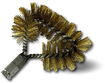 Goupillon de face chaudière | Ø 50 mm | Adaptable sur canne PPN et tringle | Brosse triangle fil acier cablé laitonné | Filetage 12*175F | Ramonage chauffage brossage conduit tube tuyau | Kibros 4EFCb