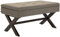 CLP Banquette Namaro en Tissu I Banc avec Pieds Carrés en Bois De Caoutchouc I Bout De Lit avec Espace De Rangement, Couleur:Taupe, Couleur du Cadre:Antique