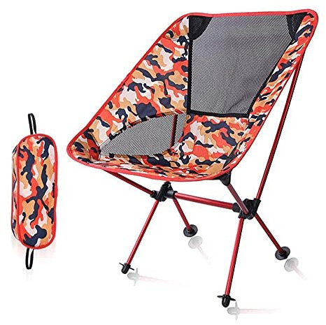 Camping-Klappstuhl Picknickstuhl Campingstuhl Tragbarer Camouflage Oxford Outdoor-Camping-Lounge-Stuhl für Strand Wandern Angeln Leichter und langlebiger Picknickstuhl Outdoor-Klappstuhl (Red Camo