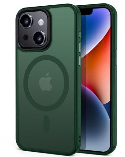 tigratigro Cover Magnetica per iPhone 13, Compatibile con MagSafe, Custodia Traslucida Opaca Posteriore Sottile Antiurto Protettiva Case, Protezione Antiurto di Grado Militare, Verde Profondo