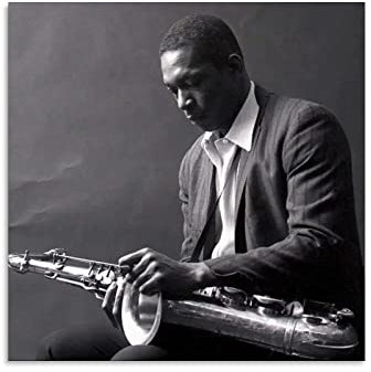 LIQIU John Coltrane Jazz Saxophone Compositeur Poster (6) Impression sur toile Peinture murale Décoration d'intérieur moderne 30 x 30 cm