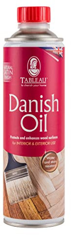 Tableau Danish Oil for Wood, 500ml - Enhances Natural Finish, Interior & Exterior Use - Ideal for Furniture, Worktops, Doors, Chopping Boards & More - Quick-Drying Wood Oil