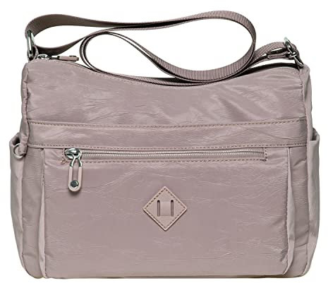 KAUKKO Damen Umhängetasche, Leicht Shoulder Bag Wasserdicht Schultertasche Messenger Multi-Tasche, Geldbeutel, Pink-1513