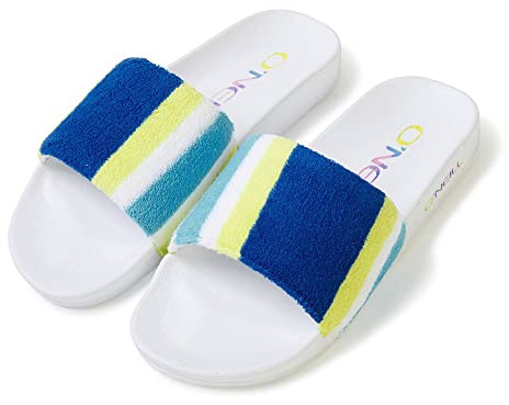 Oneill Brights Slides Blau-Weiß - Stylische Bequeme Sandalen, Größe EU 40 - Farbe Blue Towel Stripe