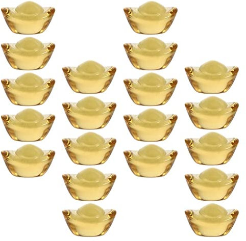 Skulptur Handwerk 50 Stück Kristall Goldbarren Figuren Chinesische Goldbarren Dekoration Statuen Fengshui Reichtum Dekor Maskottchen Gold Yuanbao Figuren Dekor Handwerk 14mm Statue Ornament Handwerk