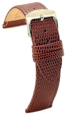 diloy Klassisches Uhrenarmband Kalbsleder Eidechsenprägung bequem – Edelstahlschließe – Größen 12mm 14mm 16mm 18mm 20mm 22mm 407 Mittleres Braun 18mm