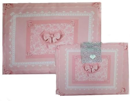 Russo Tessuti Copriforno + Coprifornello Piano Cottura Cucina Stampa 3D Fiocco Merletto Pizzo-Rosa
