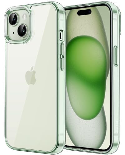 JETech Case for iPhone 15 6.1-Inch, Non-Yellowing Shockproof Phone Bumper Cover, Anti-Scratch Clear Back (Green)