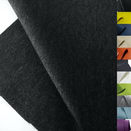 TOLKO 1m Bastelfilz 5 mm dick | Stabiler Filzstoff Meterware Filzmatte Untersetzer Dekofilz Taschenfilz zum Nähen und Basteln | 100 cm breit | Nadelfilz Filz Meterware (Schwarz)