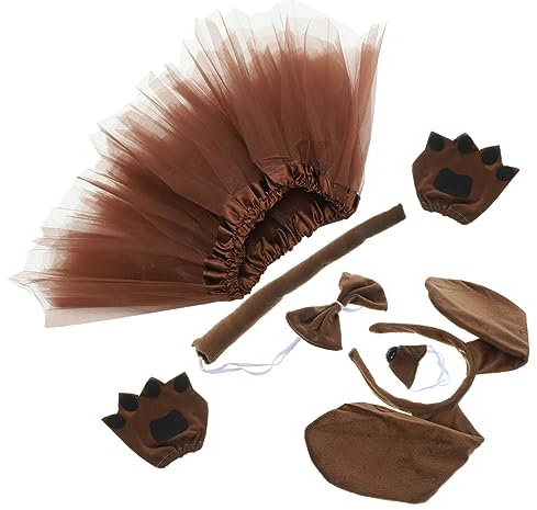 IWOWHERO 1 Satz Cosplay Hund Ohr Stirnband Fliege Falsche Nase Handschuhe Tutu Rock für Halloween Kostümparty Rollenspiele Fasching