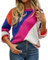 HEYPORK Damen Herbst Winter Warm Bequem Pullover Casual Mode Strickjacke Strickpullover Frauen Pullover Streifen Spleißen Mode Rundhals Pullover(Blau, L)