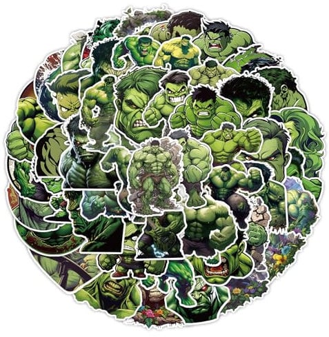 50PCS Hulk Stickers for Laptop Water Bottle Luggage Snowboard Bicycle Skateboard Decal for Kids Teens Adult Stickers