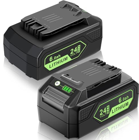 MAFACBAC Greenworks - Batteria di ricambio da 24 V per tosaerba al litio da 24 Volt 29842 29852 LB24A020 per tosaerba Greenworks 24 V, 6,0 Ah, confezione da 2