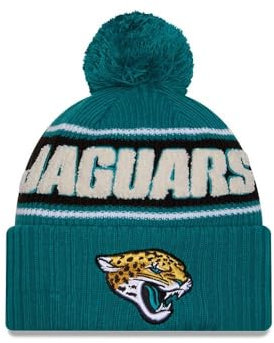 New Era Jacksonville Jaguars NFL 2024 Sideline Sport Knit Blau Bommelmütze - One-Size